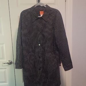 Hearts of Palm Polka Dot Longline Women's Coat - Black/White